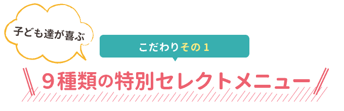9種類の特別セレクトメニュー